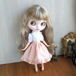 再622.※単品※春服※サーモンピンクのフリルスカート※ブライスアウトフィット※1/6ドール服