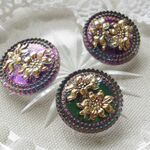 ◆チェコガラスボタン◆エーデルワイス・玉虫色 ::: 中2.3cm