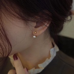 Sv925  ピンクゴールド　2way　パールと丸玉　バックキャッチ　ミニピアス　金仕上げ　大人可愛い　大人女子　上品　オフィスカジュアル　