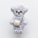 お出かけパステルベア　刺繍ブローチ