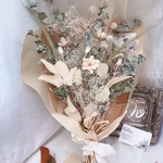 ★dryflowernatural花束★グリーン＆ホワイト❤︎ドライフラワーがずっと綺麗に咲き続けてくれます♪❤︎ギフトメッセージカードが付きます