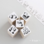 【ミニミニパンダシリーズ５個セット】小さな小さなパンダたちBタイプ〈ゴム印はんこ〉
