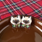 シャム猫▶︎◀︎tartan check/イヤリング 