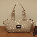 +FB06+　グレージュ　ドット柄プリント　3wayフェルメバッグ♪