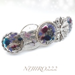 MIXフラワーと蝶々　シルバーバレッタ ☆送料無料 ☆ヘアアクセサリー　#花　#蝶々　#2022秋の新作　#Autumnコレクション