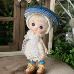 きのこなワンピースset＊ブルー＊stodoll用（5インチぐらい）