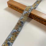 約2.5cm幅/刺繍リボン/チュール/ブルー/ワントーン/細リボン