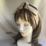 🌟capella🌟大きなボーダーが個性的♪スウェット素材のリーリエターバン　ベージュ×黒がシックな大人のリボンターバン