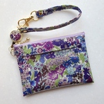 Oさま専用♡リバティ「マーガレットアニー」（パープル）パスケース&リールストラップ♪ラミネート♪PVC♪12㎝ファスナー♪キーケース♪コインケース♪ICカードケース