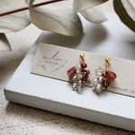 "Andesine×labradorite×garnet.."サージカルステンレス アンデシン ラブラドライト ガーネット秋 ピアス☽ 