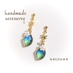 NEW!可愛い小花とブルー×グリーンのグラデーションピアス
