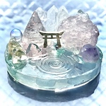 ✨癒しの森の泉✨浄化のオブジェ✨オルゴナイト✨ローズクォーツ　アクアマリン　アベンチュリン　シトリン　アメジスト　ヒマラヤ水晶