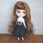 再361.※単品※黒の編み上げリボンのスカート※ブライスアウトフィット※1/6ドール服