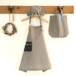 Aさまオーダー：ネーム刺繍入りキッズエプロンセット「  △ yellow× charcoal 」