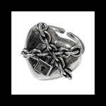 再販【Heart_Rockchain RING】ハート 鍵  ユニセックス ゴシック ダーク ヴィンテージ 闇 病みかわいい パンク 量産型 ロック 個性的 フリーサイズ メンズ シルバー ストリート
