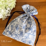 リバティ フリル巾着・撥水 <Inky Blooms>