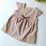 ハーフリネンのチュニックワンピース　くすみピンク　ベビー服　90cm