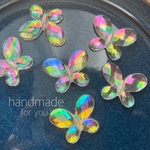 【4個】透明なアクリルビーズ ABカラー 蝶 多面カット クリアAB 23x29x4mm 穴：1.6mm