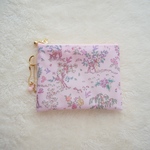 ★One side all skeleton mini pouch　 リバティ　エッタ　スウィートピンク　11×8.5cm　◆　パスケース　小物入れに