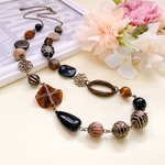 ブラック✴︎ブラウンのロングネックレス