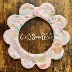 ペット用もくもくスタイ♥yukiemonアイシングキューブ柄(ベビーピンク)♥鈴・リボン 別オプション