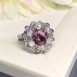 《再販》エトワール〜アイリス〜【ビーズアクセサリー、ビーズリング、大粒クリスタル/アメジスト、紫】