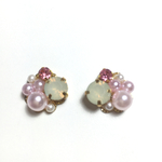 ミルキーホワイト×ピンクパール ピアス
