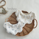 【新作】ふんわりダブルガーゼスタイ✺花柄刺繍/もくもく型
