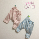 再販×36♡♡いちごmilk & sodaのしましまサルエルパンツ まるっこいポッケ付き 