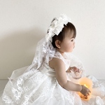 リボンクラウン/ベビークラウン/ウエディングベールver👰‍♀️💍/ホワイト/100日/ハーフバースデー/誕生日/結婚式/記念日