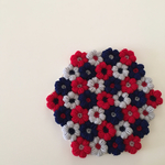 ☆レッド×ネイビー×グレー☆お花たっぷり♡お座布団 