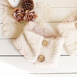 ふわふわボタンネックウォーマー♪アラン生成り/大人フリー