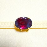 ビンテージガラスの帯留め　赤×青