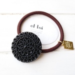vintage CHANEL ガラスボタンのヘアゴム black flower 