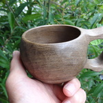 神代タモの一木彫りコーヒーカップ