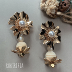RUKIRIRIA #723 ゴールドフラワーラタンピアス  大ぶりピアス 大ぶりイヤリング 