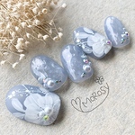 MOROSY229☆ブライダル ウェディング 花 シンプル 結婚式 花嫁 パール ネイル チップ ネイルチップ ドレス ブルー 水色 青