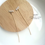 new▷stylish bar×pearlchain ピアス/ノンホールイヤリング/ノンホールピアス＊受注製作＊