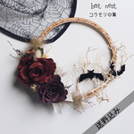 ◉現品限り【送料無料】bat nest（コウモリの巣）∥ ハロウィン　ハロウィンリース　玄関飾り　ハロウィン飾り　インスタで人気　木製　