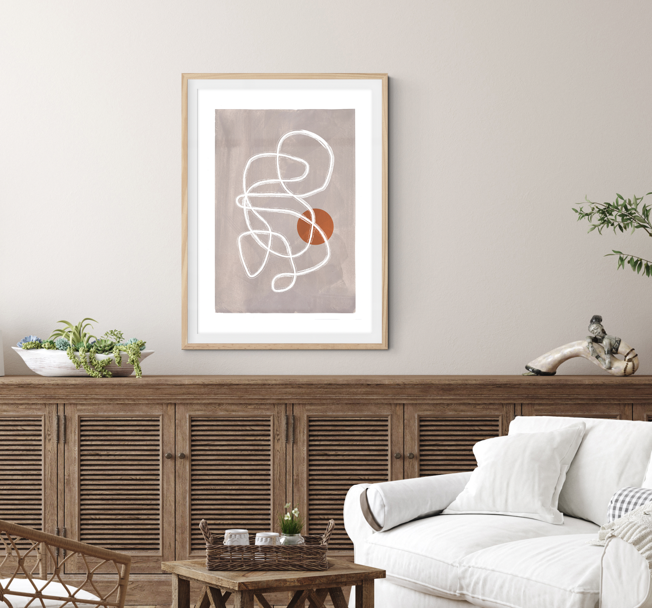 モノクロ絵画 抽象画 アート B2サイズ インテリア モデルルーム
