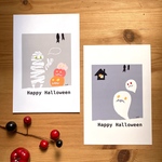 【ハロウィン 】絵本みたいなミイラとおばけとかぼちゃのポストカード【ポストカード】