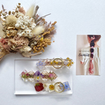 New キッズ ♡親子で使える♡ 押し花入り スクエア レジン ヘアクリップ mimosa