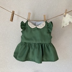 ぽぽちゃん服　レース襟✖️グリーンのワンピース