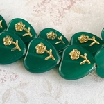 【16㍉ 4個】ローズハート♡ moss green ♡チェコビーズ♡モスグリーン♡薔薇