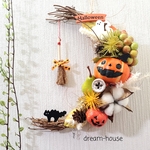 送料無料🎃三日月🌜️かぼちゃハロウィンリース　玄関リース