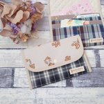 【34】マルチ母子手帳ケース◆おめかしテディベア(くすみグレー×ブラック)