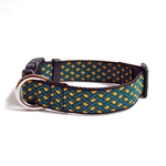 2.5cm幅 25～39cm 格子柄(グリーン) 首輪 犬用