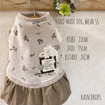 【犬服SS】完成品 ワッフルニットワンピースBE小花柄