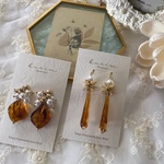 New べっ甲のアクセサリー✩.*˚ べっ甲 パール ドロップ ダイヤ 花 ゆらゆら じゃらじゃら