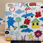 新品送料無料 iPhoneケース 手帳型 子供のイラスト風